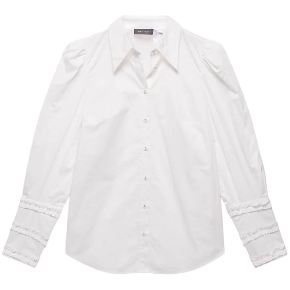 Mint Velvet White Cotton Cuff Detail Shirt